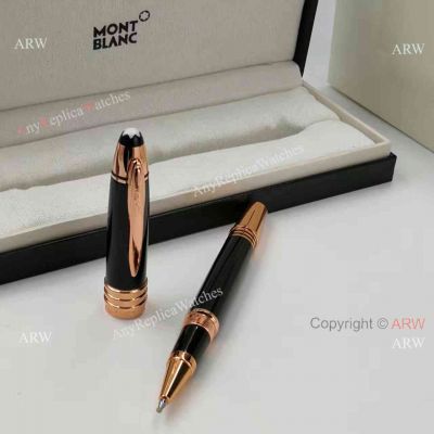 Replica Montblanc John F. Kennedy JFK Black& Rose Gold Rollerball Pen - NEW